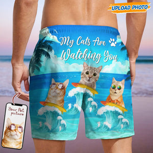 GeckoCustom Custom Photo My Cat Is Watching You Beach Short N304 889246