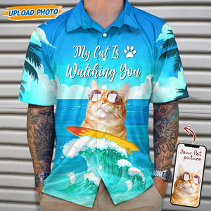 GeckoCustom Custom Photo My Cat Is Watching You Hawaii Shirt N304 889266