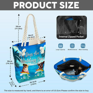 GeckoCustom Custom Photo My Dog Is Watching You Beach Tote Bag HO82 891204 12x14.2 in