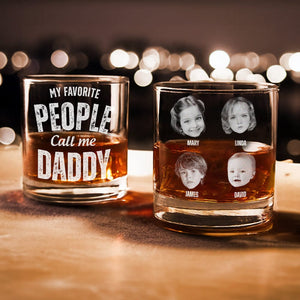 GeckoCustom Custom Photo My Favourite People Call Me Papa Father's Day Rock Glass DM01 891009 10.5oz