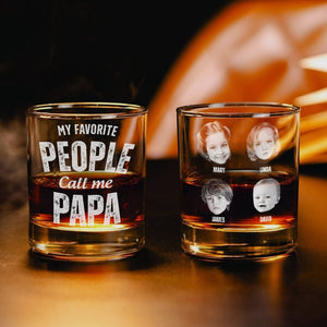 GeckoCustom Custom Photo My Favourite People Call Me Papa Father's Day Rock Glass DM01 891009 10.5oz