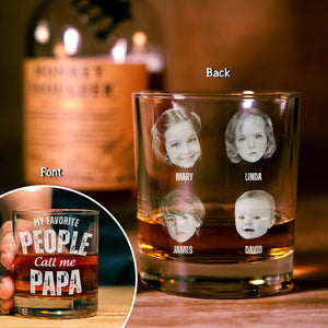 GeckoCustom Custom Photo My Favourite People Call Me Papa Father's Day Rock Glass DM01 891009 10.5oz