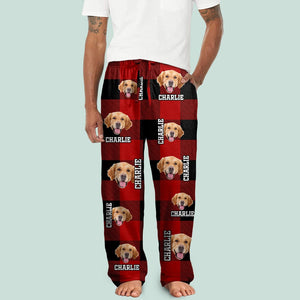 GeckoCustom Custom Photo Name Dog Cat Flannel Man's Pants TH10 891441