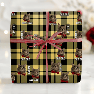 GeckoCustom Custom Photo Name Dog Cat With Christmas Pattern Wrapping Paper HO82 893332