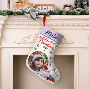 GeckoCustom Custom Photo New Baby My First Christmas Stocking TH10 891683