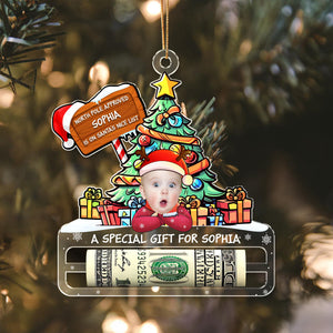 GeckoCustom Custom Photo Nice List Santa Christmas Acrylic Money Holder Ornament HA75 891536