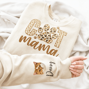 GeckoCustom Custom Photo On Sleeve Cat Mama Sweatshirt DA199 890412