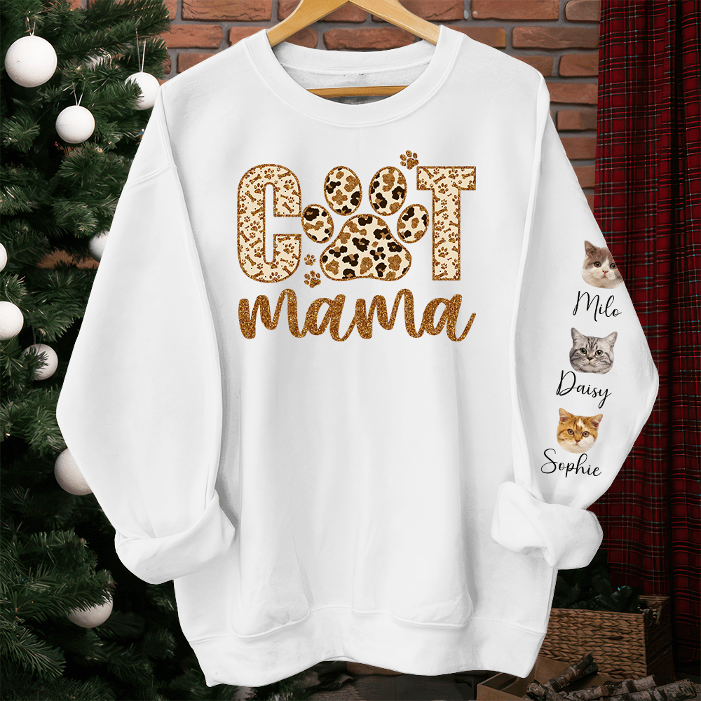 GeckoCustom Custom Photo On Sleeve Cat Mama Sweatshirt DA199 890412