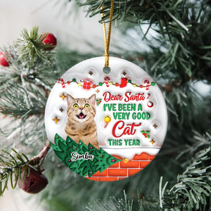 GeckoCustom Custom Photo On The Naughty List And I Regret Nothing Cat 3D Inflated Effect Printed Ornament N304 HA75 891590