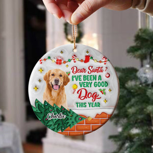 GeckoCustom Custom Photo On The Naughty List And I Regret Nothing Dog 3D Inflated Effect Printed Ornament N304 HA75 891588