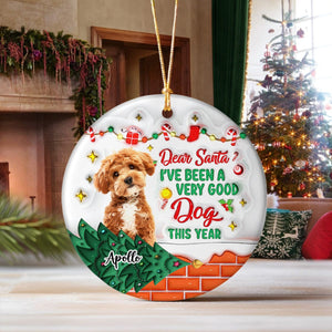 GeckoCustom Custom Photo On The Naughty List And I Regret Nothing Dog 3D Inflated Effect Printed Ornament N304 HA75 891588