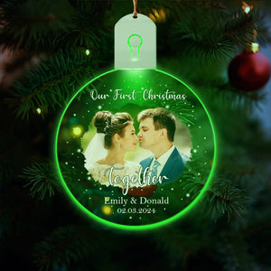 GeckoCustom Custom Photo Our First Christmas As Mr & Mrs Led Acrylic Ornament HA75 891841 3 inches