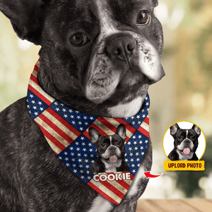 GeckoCustom Custom Photo Patriotic Dog Bandana HA75 890690