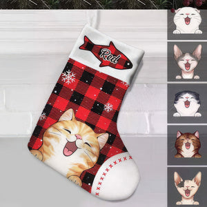 GeckoCustom Custom Photo Pattern Christmas Cat Stocking TA29