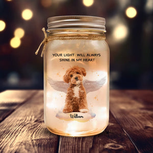 GeckoCustom Custom Photo Pet Forever In My Heart Memorial Dog, Cat Memorial Mason Jar Light HA75 891194 16oz / 1 Side