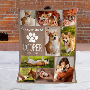 GeckoCustom Custom Photo Pet Memorial Blanket Collage, Forever Loved Gift for Dog Cat Lovers, Christmas Gift Idea TH10 891739