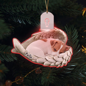 GeckoCustom Custom Photo Pet Within Angel Wings Memorial Dog Cat Led Acrylic Ornament HA75 891720 3 inches