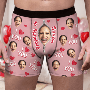 GeckoCustom Custom Photo Property Of Girlfriend, Wife Man's Boxer Valentine's Day, Anniversary Gift HA75 891822