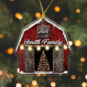 GeckoCustom Custom Photo Red Barn Christmas Acrylic Ornament HA75 891354