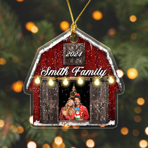 GeckoCustom Custom Photo Red Barn Christmas Acrylic Ornament HA75 891354