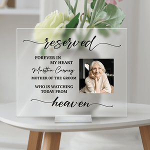 GeckoCustom Custom Photo Reserved In Loving Memorial Acrylic Plaque and Stand TA29 890462