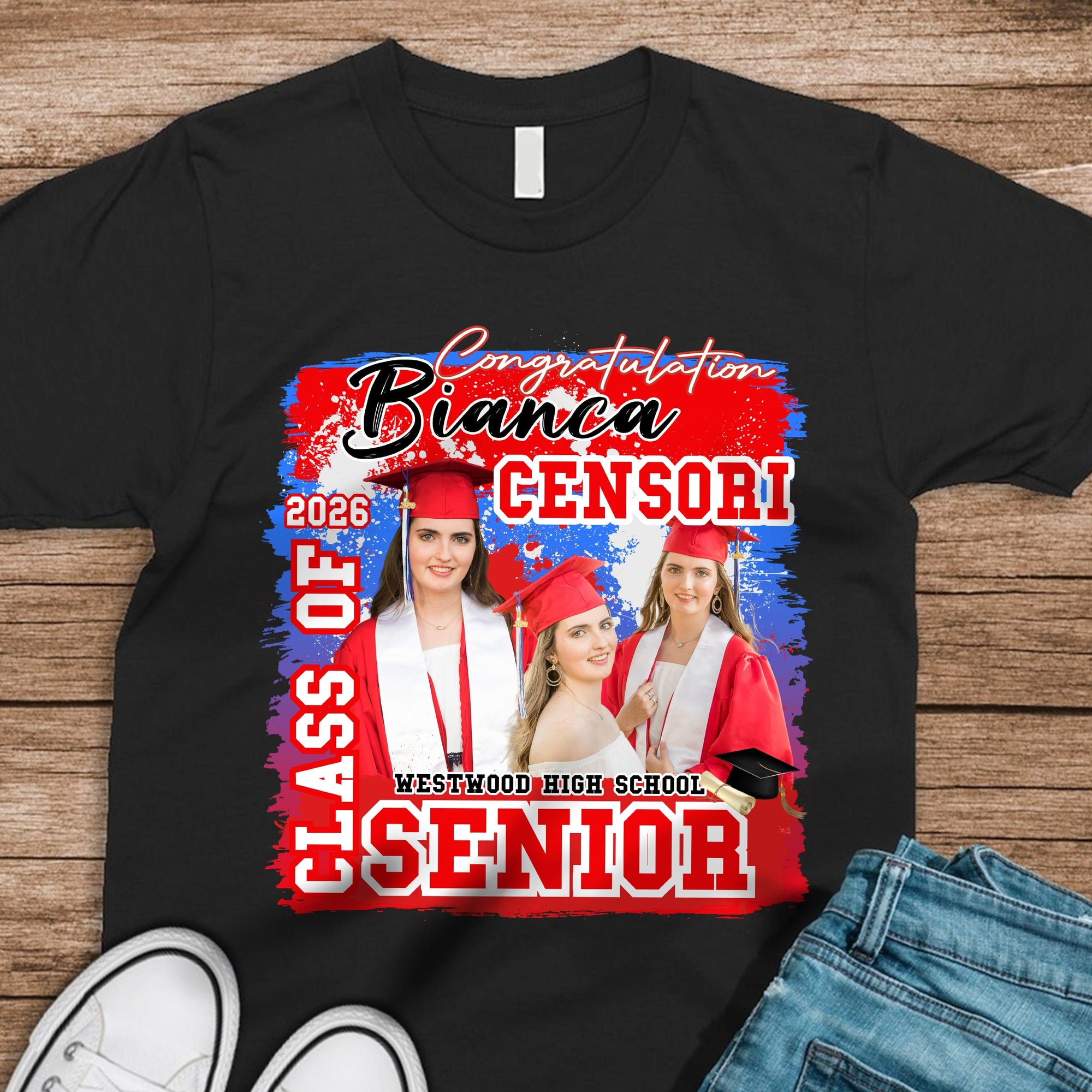 GeckoCustom Custom Photo Senior Class Of 2024 Graduation Dark Shirt N304 890093