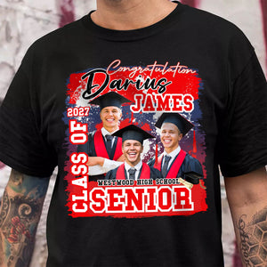 GeckoCustom Custom Photo Senior Class Of 2024 Graduation Dark Shirt N304 890093 Premium Tee (Favorite) / P Black / S