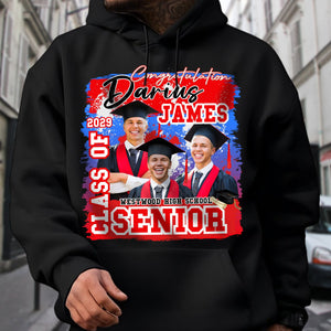 GeckoCustom Custom Photo Senior Class Of 2024 Graduation Dark Shirt N304 890093 Pullover Hoodie / Black Colour / S