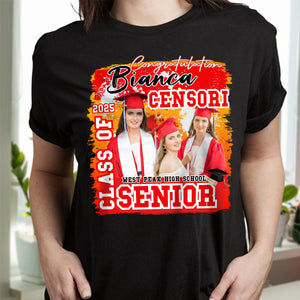 GeckoCustom Custom Photo Senior Class Of 2024 Graduation Dark Shirt N304 890093 Women Tee / Black Color / S