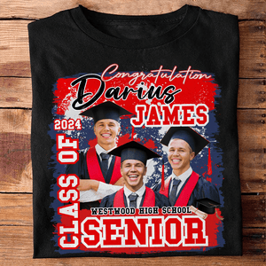 GeckoCustom Custom Photo Senior Class Of 2024 Graduation Dark Shirt N304 890093