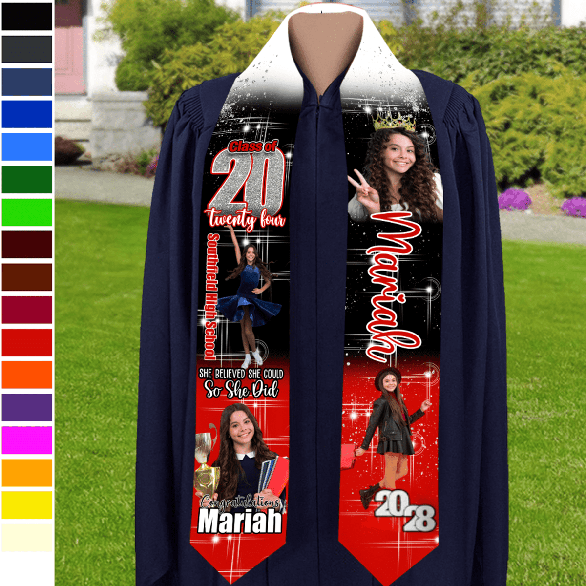 GeckoCustom Custom Photo She Believed She Could So She Did Graduation Gift Stoles N369 HO82 890170