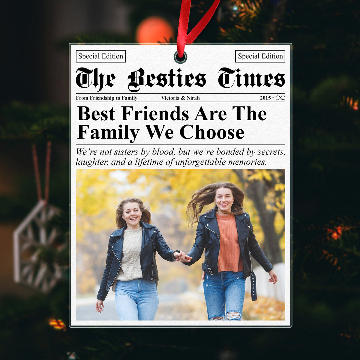 GeckoCustom Custom Photo The Bestie Times Friendship Gifts Newspaper Acrylic Ornament HO82 N304 893316