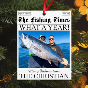 GeckoCustom Custom Photo The Fishing Times Newspaper Best Catch Of The Year Acrylic Ornament HO82 893314