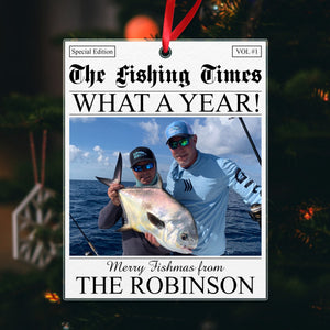 GeckoCustom Custom Photo The Fishing Times Newspaper Best Catch Of The Year Acrylic Ornament HO82 893314