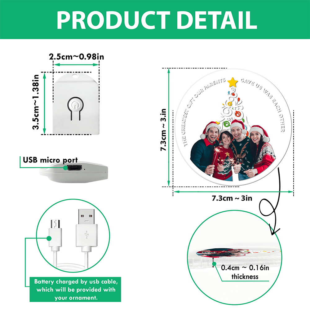 GeckoCustom Custom Photo The Greatest Gift Was Each Other Christmas LED Acrylic Ornament TH10 892105 3 inches
