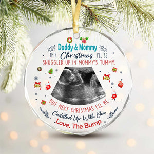 GeckoCustom Custom Photo This Christmas I'll Be Snuggled Up In Mommy's Belly Glass Ornament HA75 891430