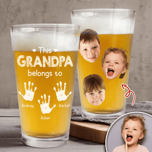 GeckoCustom Custom Photo This Grandpa Belongs To Pint Beer Glass HA75 890654 16oz