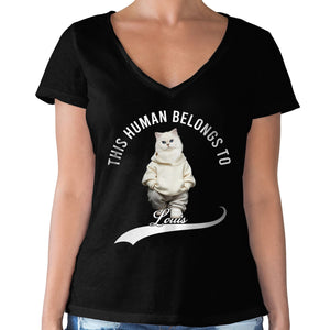 GeckoCustom Custom Photo This Human Belongs To Dog Cat Dark Shirt TH10 892407