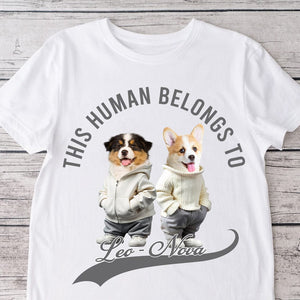 GeckoCustom Custom Photo This Human Belongs To Dog Cat Shirt TH10 892377 Basic Tee / Sport Grey / S