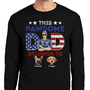 GeckoCustom Custom Photo This Pawsome Dad Belongs To Dog Shirt TA29 889409 Long Sleeve / Colour Black / S