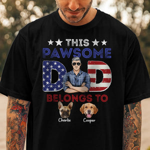 GeckoCustom Custom Photo This Pawsome Dad Belongs To Dog Shirt TA29 889409 Premium Tee (Favorite) / P Black / S