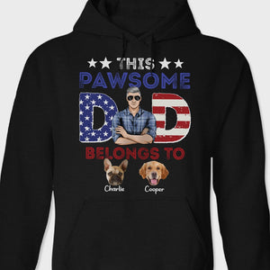 GeckoCustom Custom Photo This Pawsome Dad Belongs To Dog Shirt TA29 889409 Pullover Hoodie / Black Colour / S