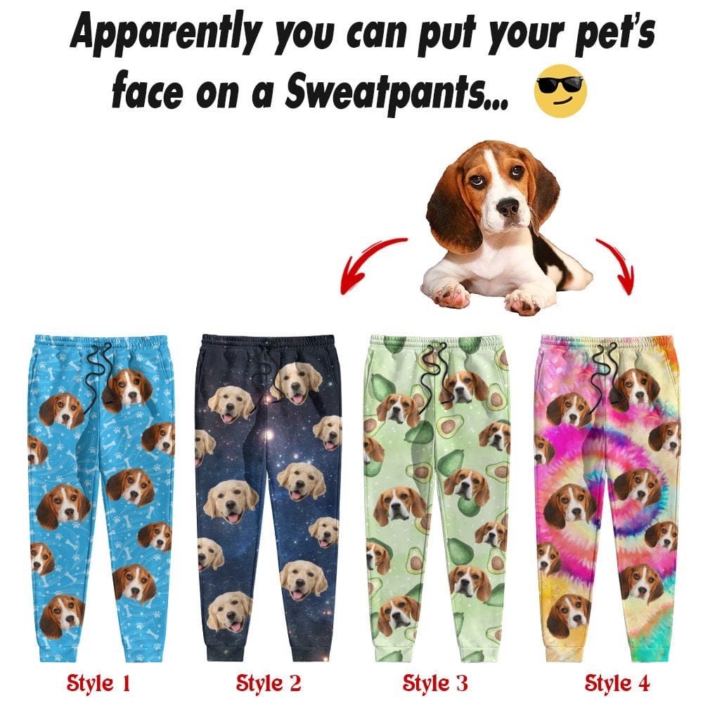 GeckoCustom Custom Photo Tie Dye Background Dog Sweatpants N304 889608