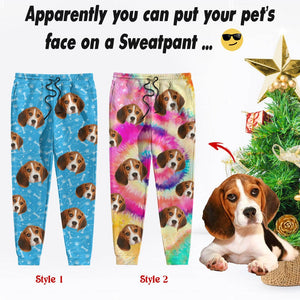 GeckoCustom Custom Photo Tie Dye Background Dog Sweatpants N304 889608