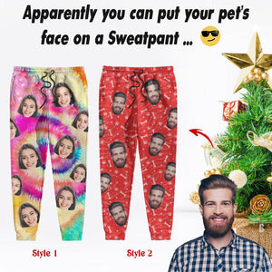 GeckoCustom Custom Photo Tie Dye Background For Christmas Sweatpants N304 889604