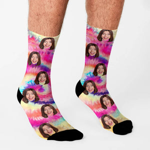 GeckoCustom Custom Photo Tie Dye Background Sock N304 890243