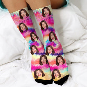 GeckoCustom Custom Photo Tie Dye Background Sock N304 890243