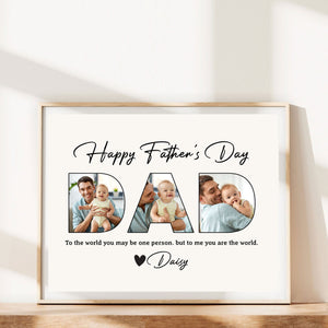 GeckoCustom Custom Photo To Me You Are The World Father's Day Picture Frame TA29 890937