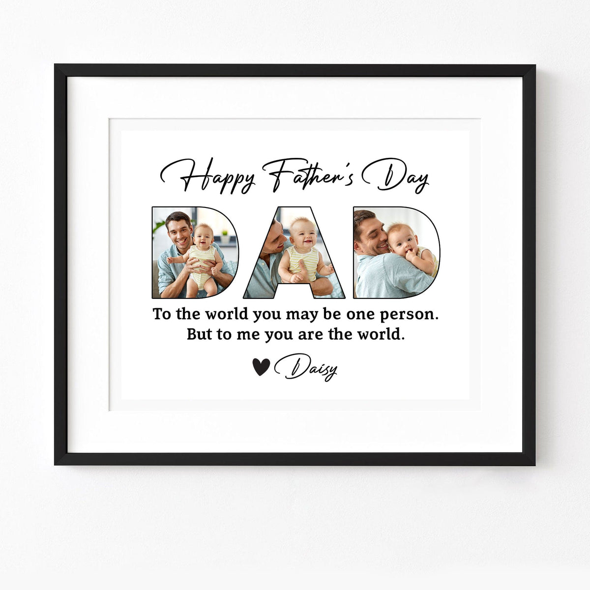 GeckoCustom Custom Photo To Me You Are The World Father's Day Picture Frame TA29 890937