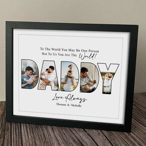 GeckoCustom Custom Photo To Us You Are The World Dad Poster Canvas Picture Frame DM01 890963